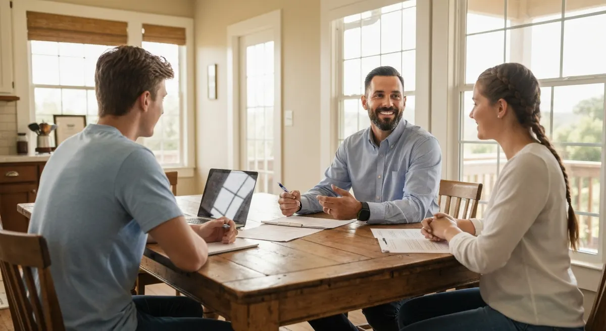 Mortgage broker meeting with first-time home buyers