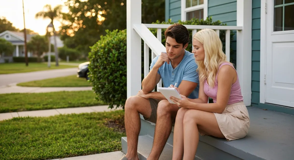Young couple considering home purchase decision