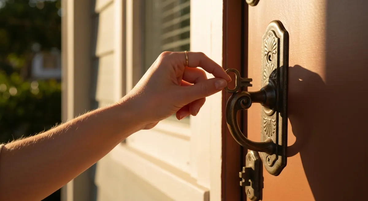 Hand unlocking the door of a Florida home